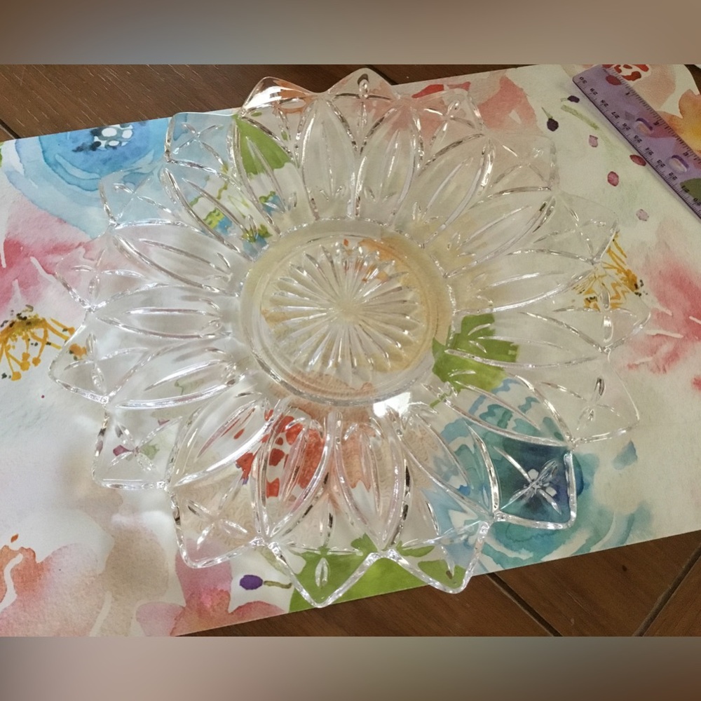 Vintage Flower Glass Platter EUC